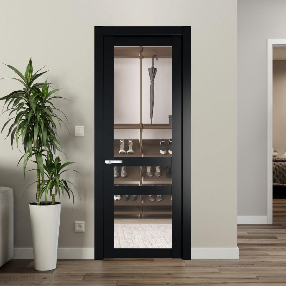 Межкомнатная дверь ProfilDoors 1.5.2 PD цвет Блэк вставка Прозрачное