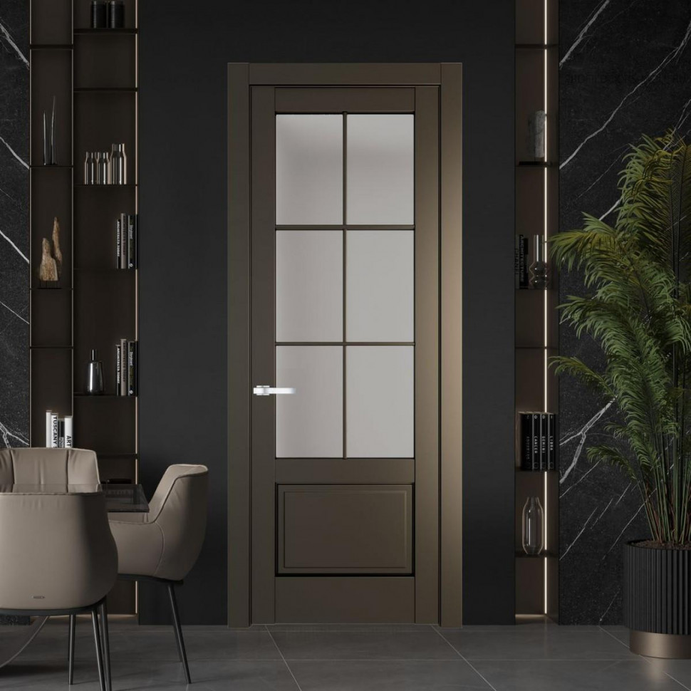 Межкомнатная дверь ProfilDoors 3.2.2 (р.6) PD цвет Перламутр бронза вставка Матовое