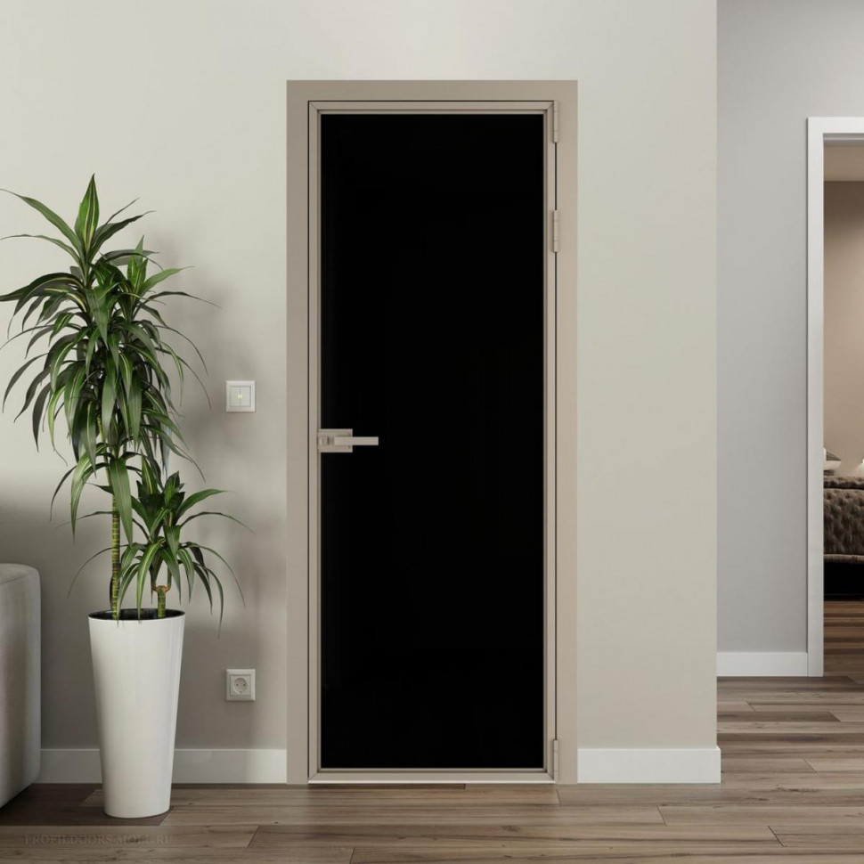 Межкомнатная дверь ProfilDoors 1 AX Триплекс черный профиль Никель матовый
