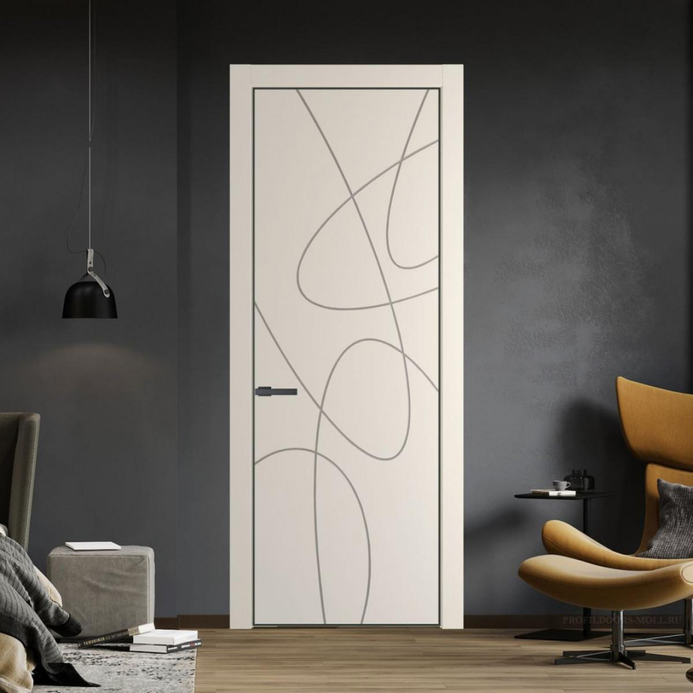 Межкомнатная дверь ProfilDoors 6 PA Кремовая Магнолия с профилем Серая Ночь