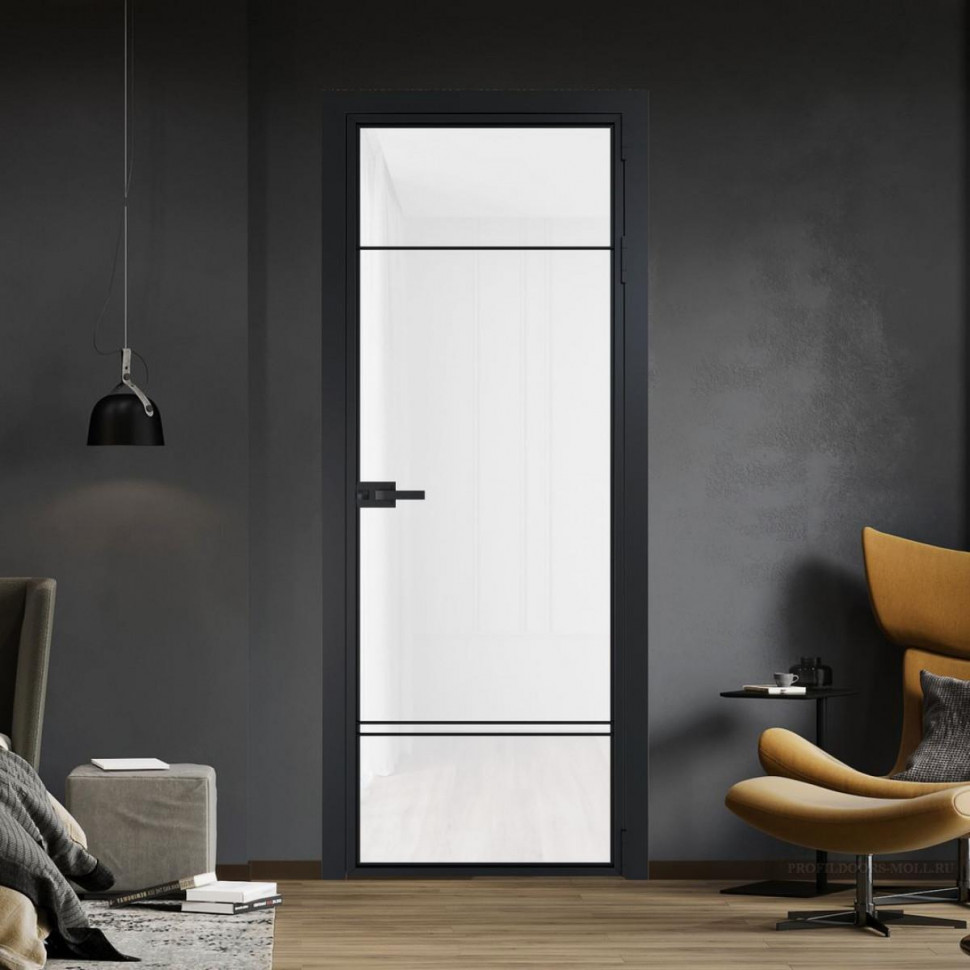 Межкомнатная дверь ProfilDoors 4 AX Триплекс белый профиль Черный матовый