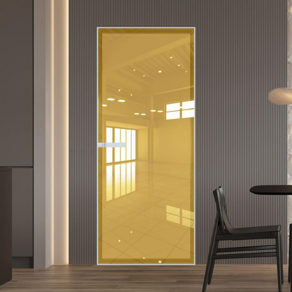 Межкомнатная дверь ProfilDoors 1 AGN стекло Зеркало Gold (Гезелла) профиль Вайт короб без наличника