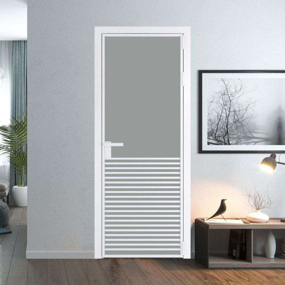 Межкомнатная дверь ProfilDoors 16 AG стекло Монохром серый триплекс цвет профиля Вайт