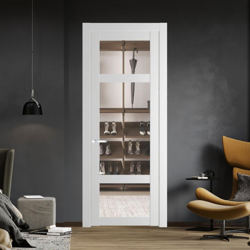 Межкомнатная дверь ProfilDoors 1.3.2 PD цвет Крем Вайт вставка Прозрачное