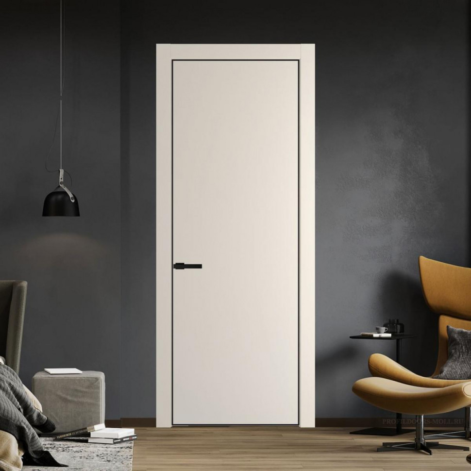Межкомнатная дверь ProfilDoors 1 PA Кремовая Магнолия с профилем Черный