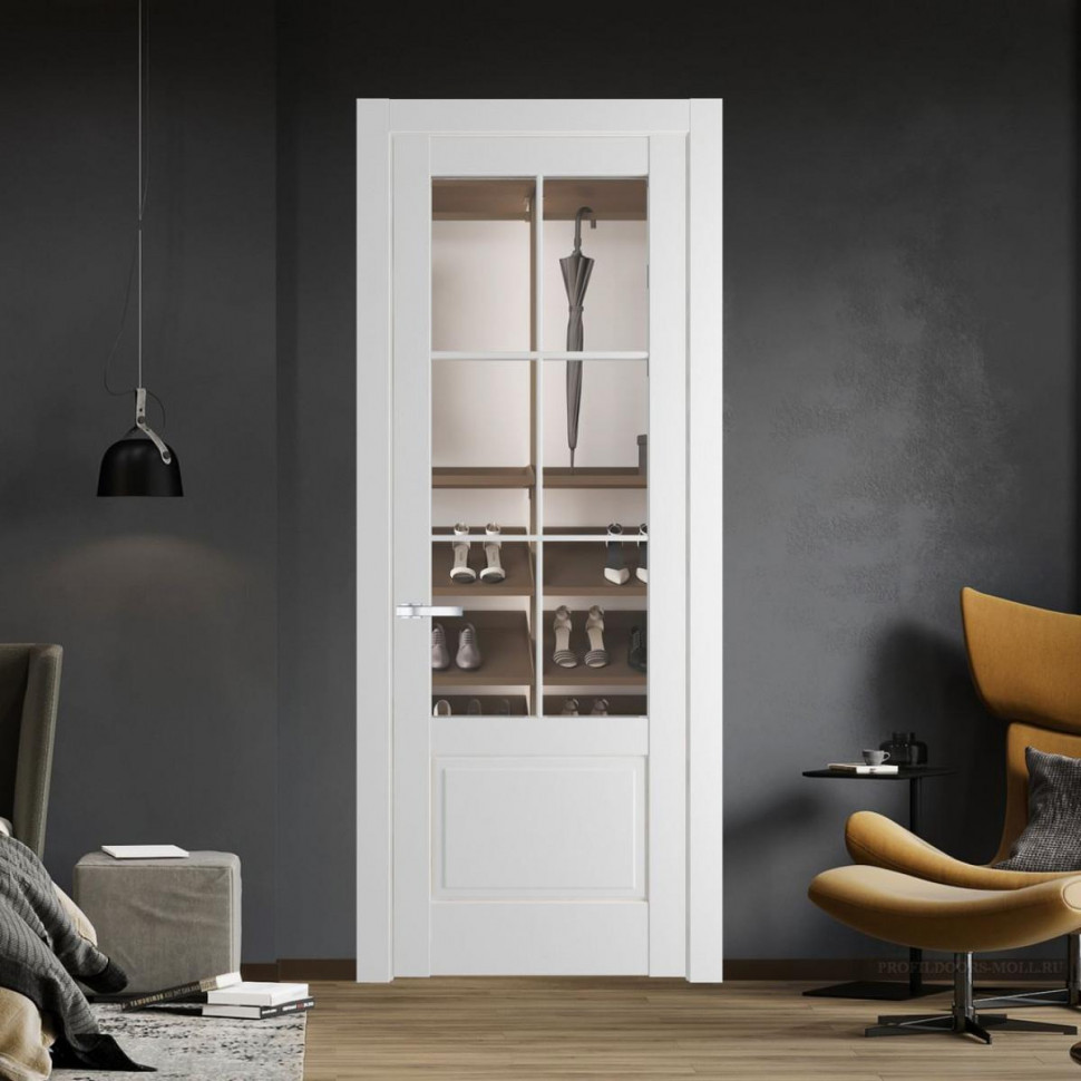 Межкомнатная дверь ProfilDoors 3.2.2 (р.6) PD цвет Крем Вайт вставка Прозрачное