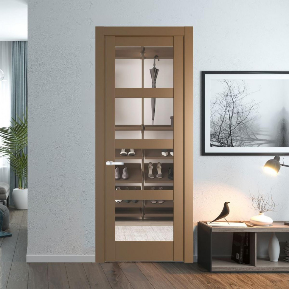 Межкомнатная дверь ProfilDoors 4.4.2 PD цвет Перламутр золото вставка Прозрачное