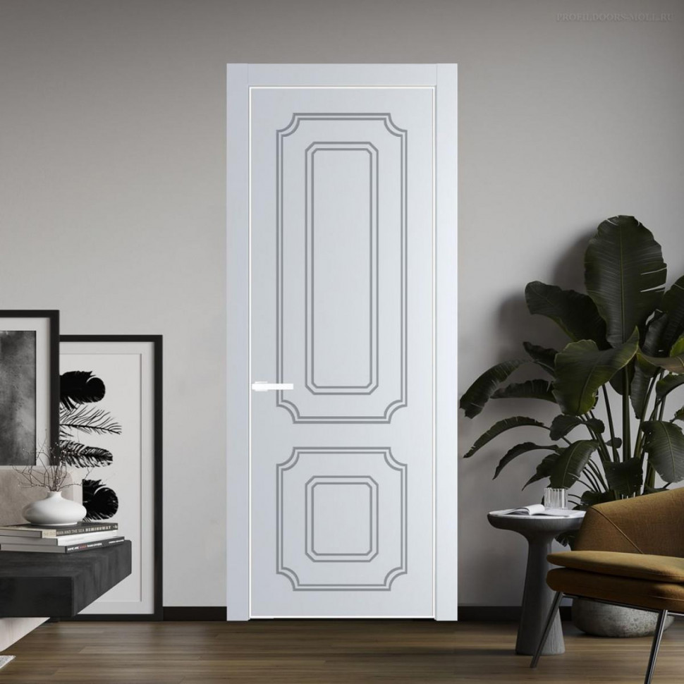 Межкомнатная дверь ProfilDoors 31 PE с фрезерованным рисунком Вайт с алюминиевой кромкой Вайт