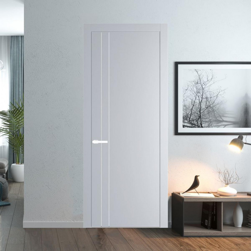 Межкомнатная дверь ProfilDoors 12 PW Лайт Грей Глухая молдинг Вайт