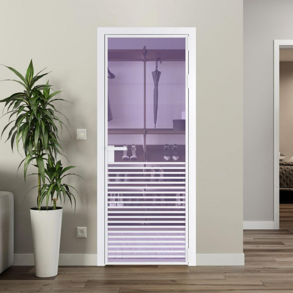 Межкомнатная дверь ProfilDoors 16 AG стекло Мору фиолетовое цвет профиля Вайт