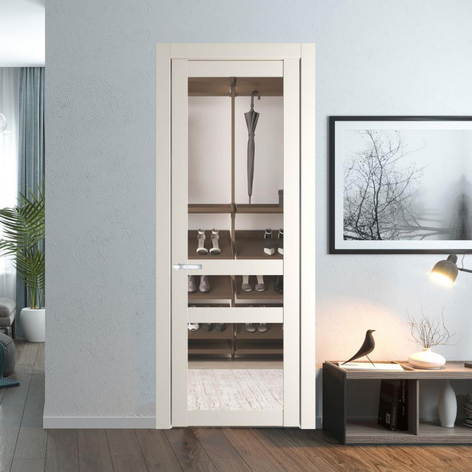 Межкомнатная дверь ProfilDoors 1.5.2 PD цвет Перламутр белый вставка Прозрачное