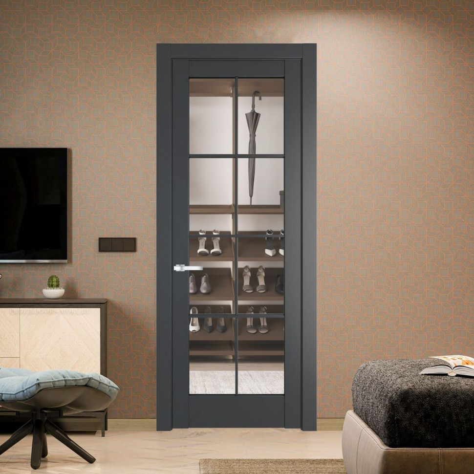 Межкомнатная дверь ProfilDoors 4.1.2 (р.8) PD цвет Графит вставка Прозрачное