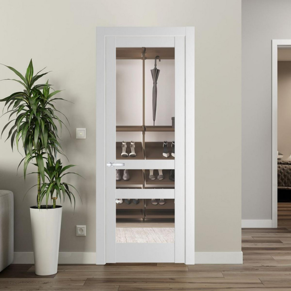 Межкомнатная дверь ProfilDoors 3.5.2 PD цвет Крем Вайт вставка Прозрачное