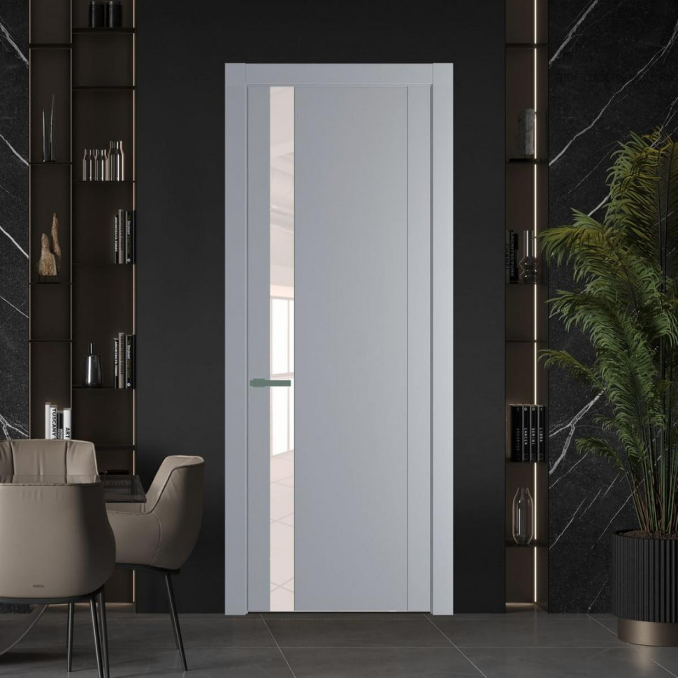 Межкомнатная дверь ProfilDoors 1.2P Смоки Lacobel Перламутровый лак молдинг Зеленый воск