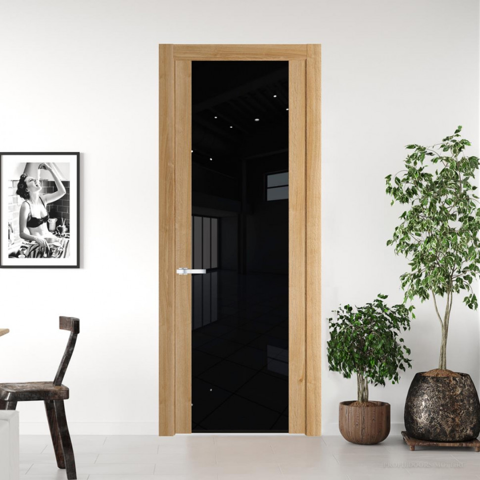 Межкомнатная дверь ProfilDoors 1.13 N Дуб Карамель с стеклом триплекс черным