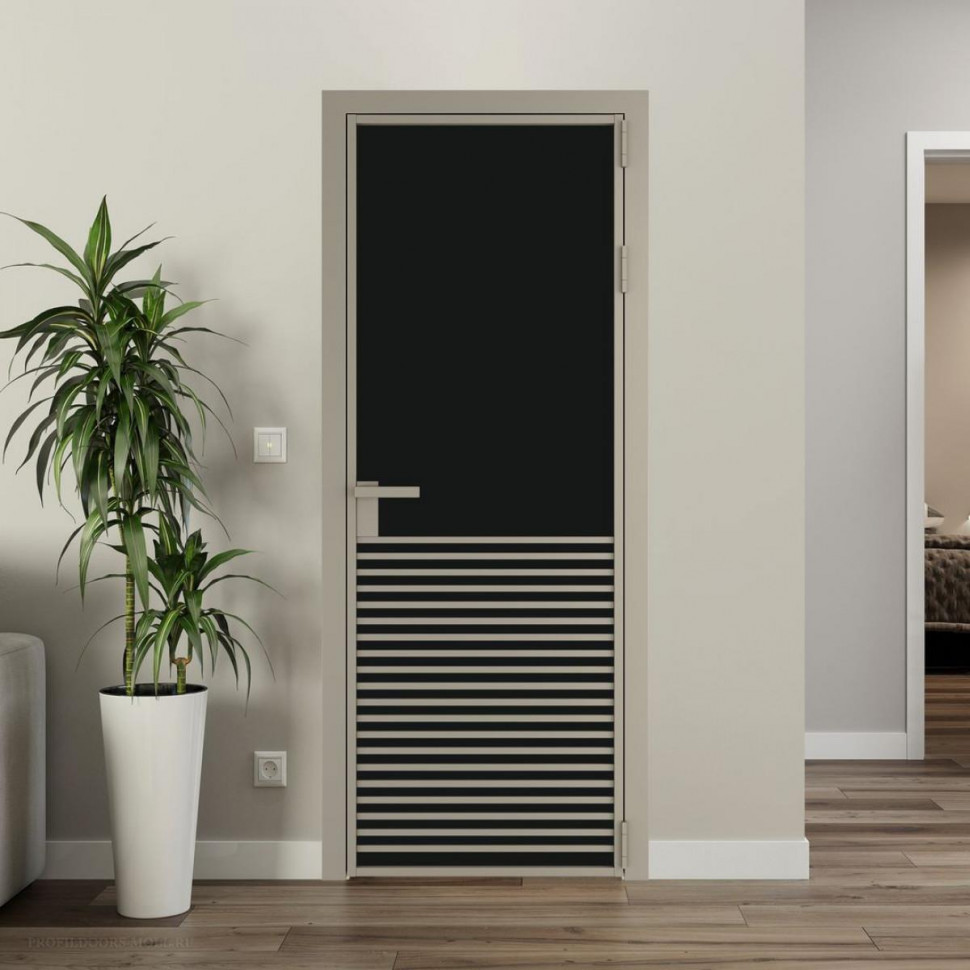 Межкомнатная дверь ProfilDoors 16 AG стекло Монохром черный триплекс цвет профиля Никель матовый