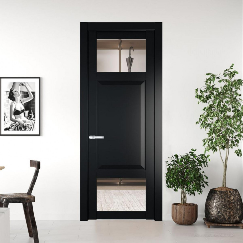 Межкомнатная дверь ProfilDoors 1.3.4 PD цвет Блэк вставка Прозрачное