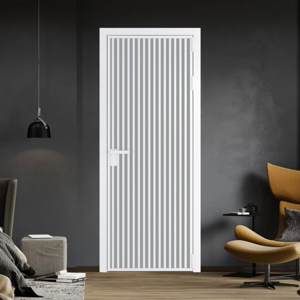 Межкомнатная дверь ProfilDoors 11 AG стекло Монохром серый триплекс цвет профиля Вайт