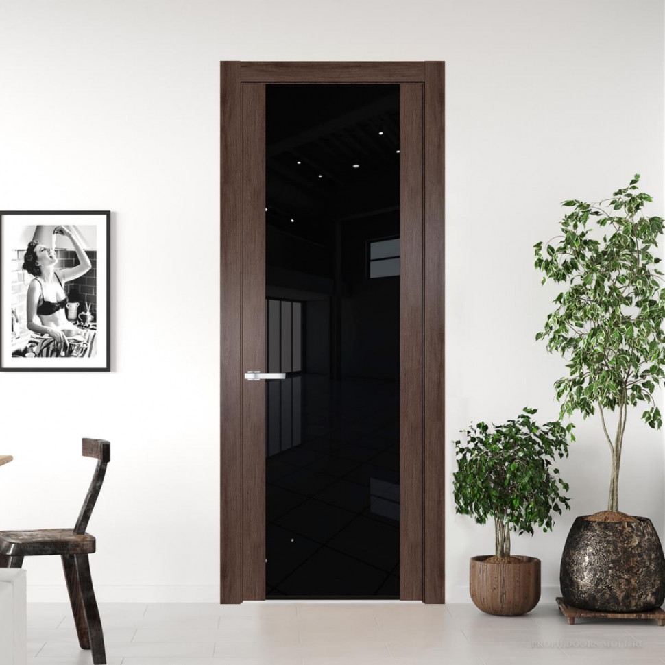 Межкомнатная дверь ProfilDoors 1.13 N Дуб Тобакко с стеклом триплекс черным