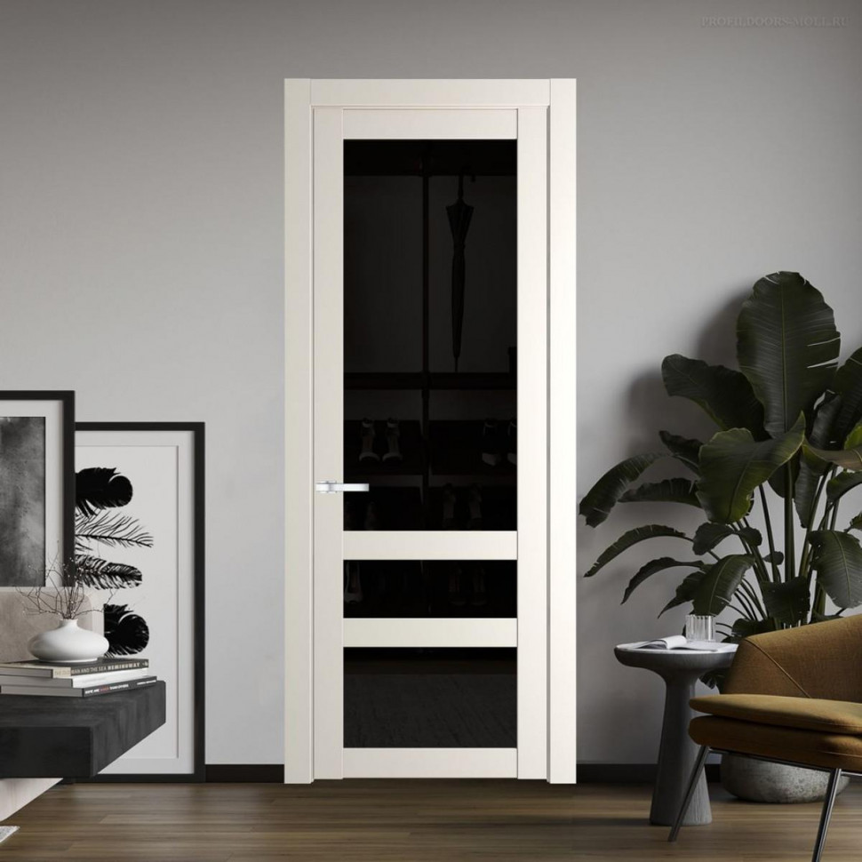 Межкомнатная дверь ProfilDoors 2.5.2 PD цвет Перламутр белый вставка Черное тонированное