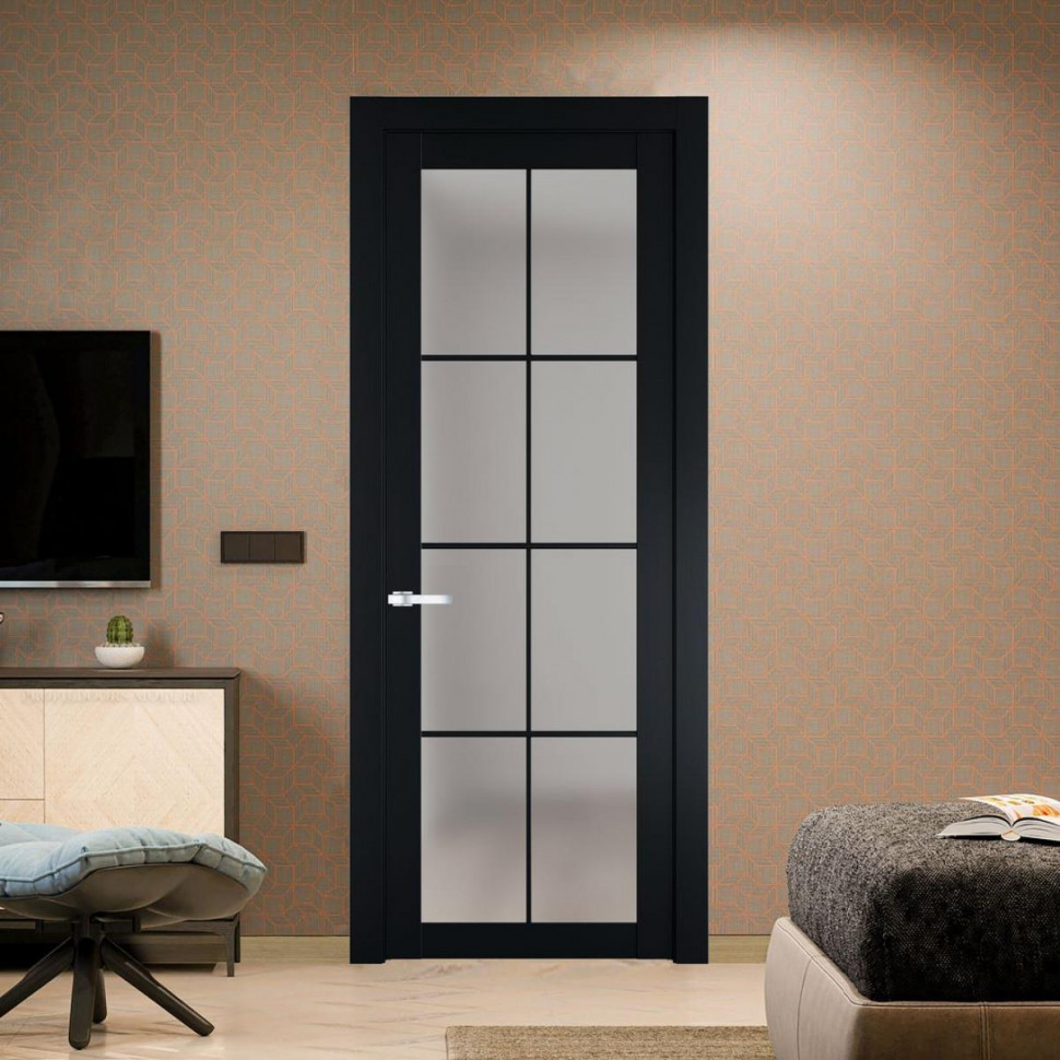 Межкомнатная дверь ProfilDoors 2.1.2 (р.8) PD цвет Блэк вставка Матовое