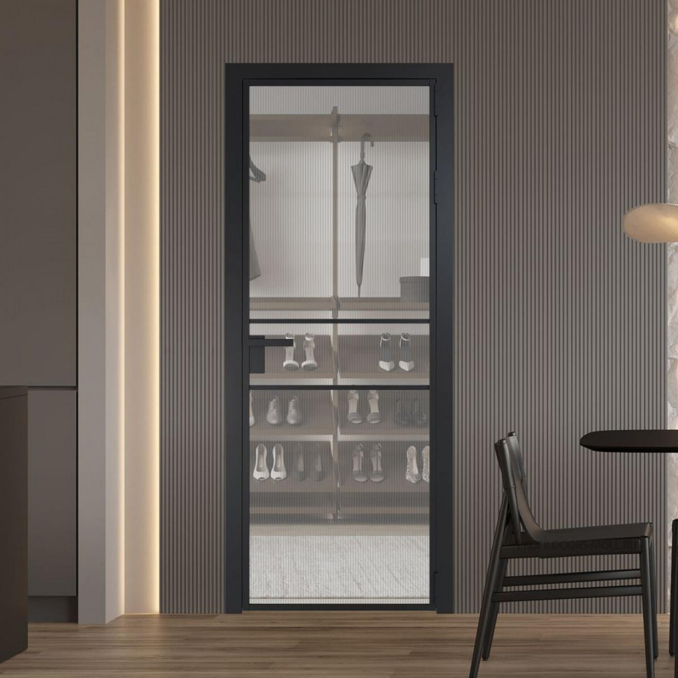 Межкомнатная дверь ProfilDoors 2 AG стекло Мору осветленное цвет профиля Черный матовый