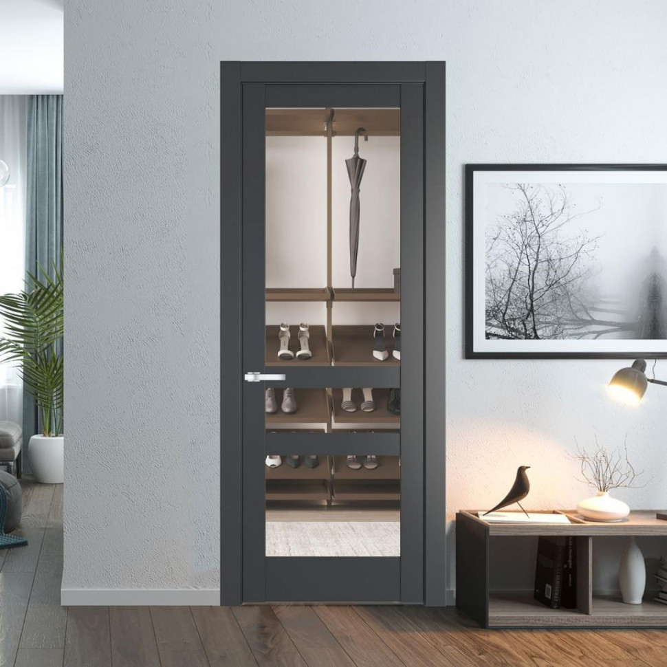 Межкомнатная дверь ProfilDoors 3.5.2 PD цвет Графит вставка Прозрачное