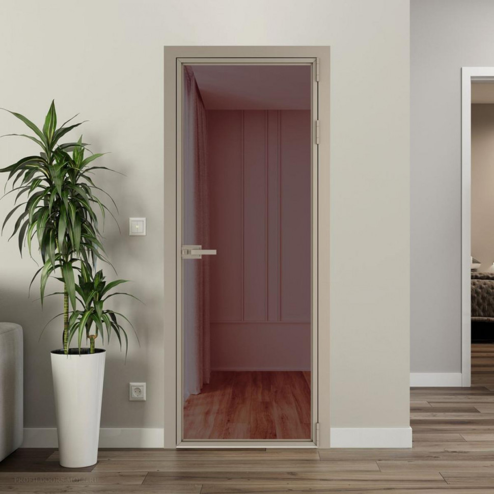 Межкомнатная дверь ProfilDoors 1 AX Золотистая бронза профиль Никель матовый