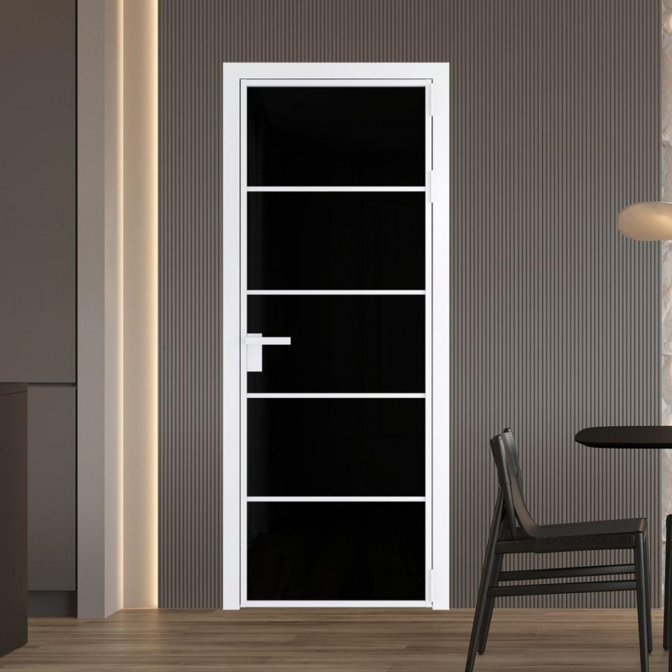 Межкомнатная дверь ProfilDoors 14 AG стекло Триплекс черный цвет профиля Вайт