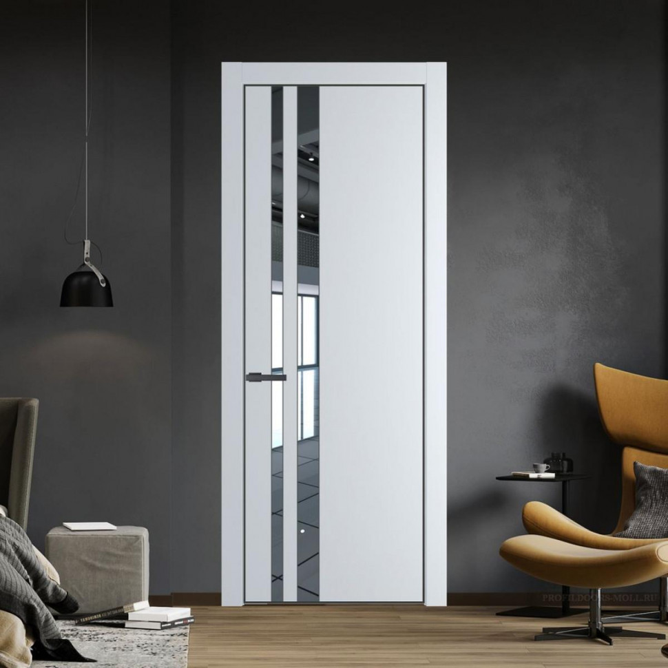 Межкомнатная дверь ProfilDoors 20 PA Вайт с профилем Серая Ночь с стеклом  зеркало