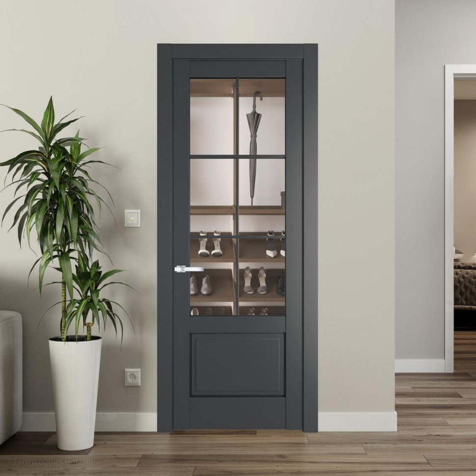 Межкомнатная дверь ProfilDoors 3.2.2 (р.6) PD цвет Графит вставка Прозрачное