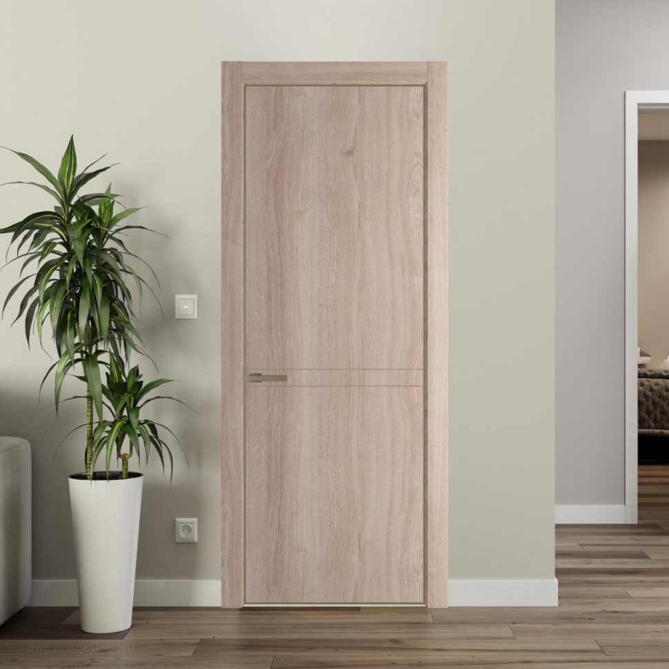 Межкомнатная дверь ProfilDoors 11NA Дуб Сонома профиль Шампань вставка Глухая