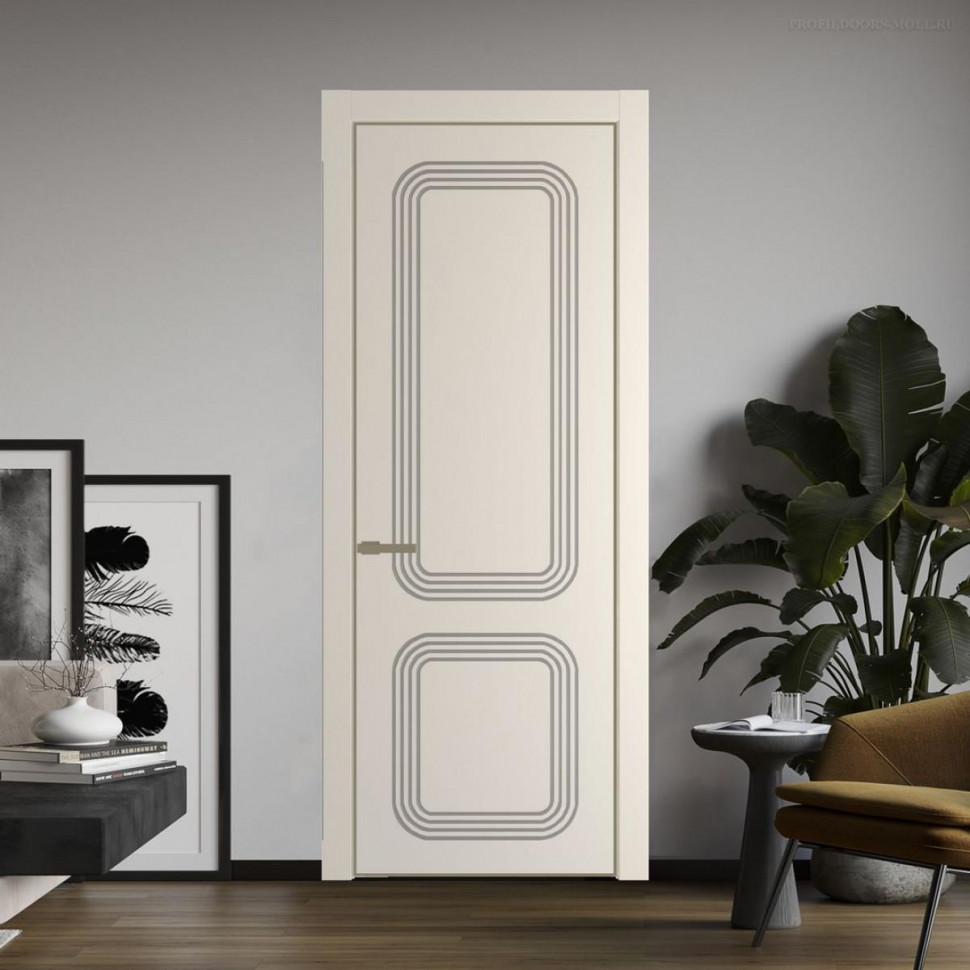 Межкомнатная дверь ProfilDoors 35 PA с фрезерованным рисунком Кремовая Магнолия с профилем Шампань