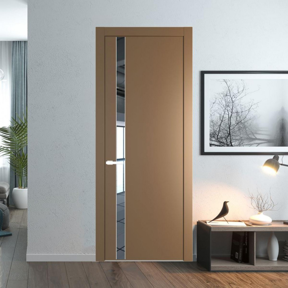 Межкомнатная дверь ProfilDoors 18 PW Перламутр золото Зеркало молдинг Вайт