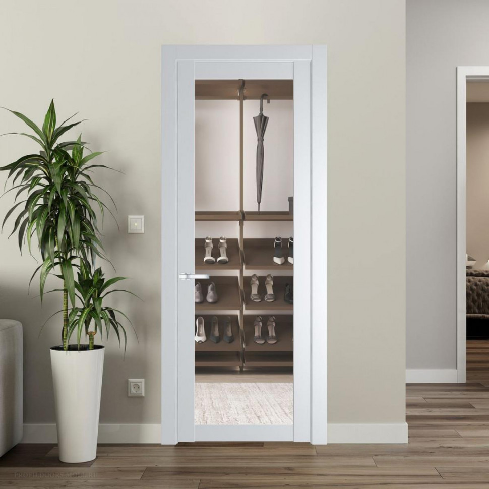 Межкомнатная дверь ProfilDoors 1.1.2 PD цвет Крем Вайт вставка Прозрачное