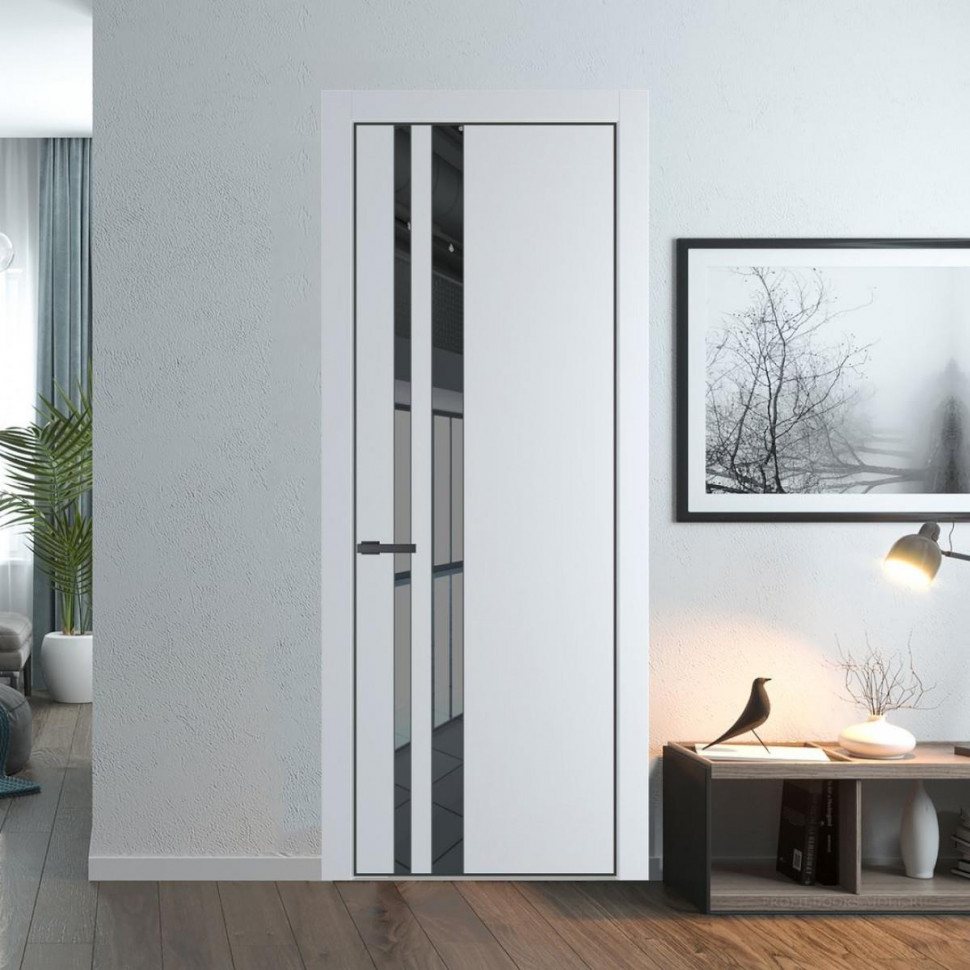 Межкомнатная дверь ProfilDoors 20 PA Вайт с профилем Серая Ночь с стеклом  зеркало grey