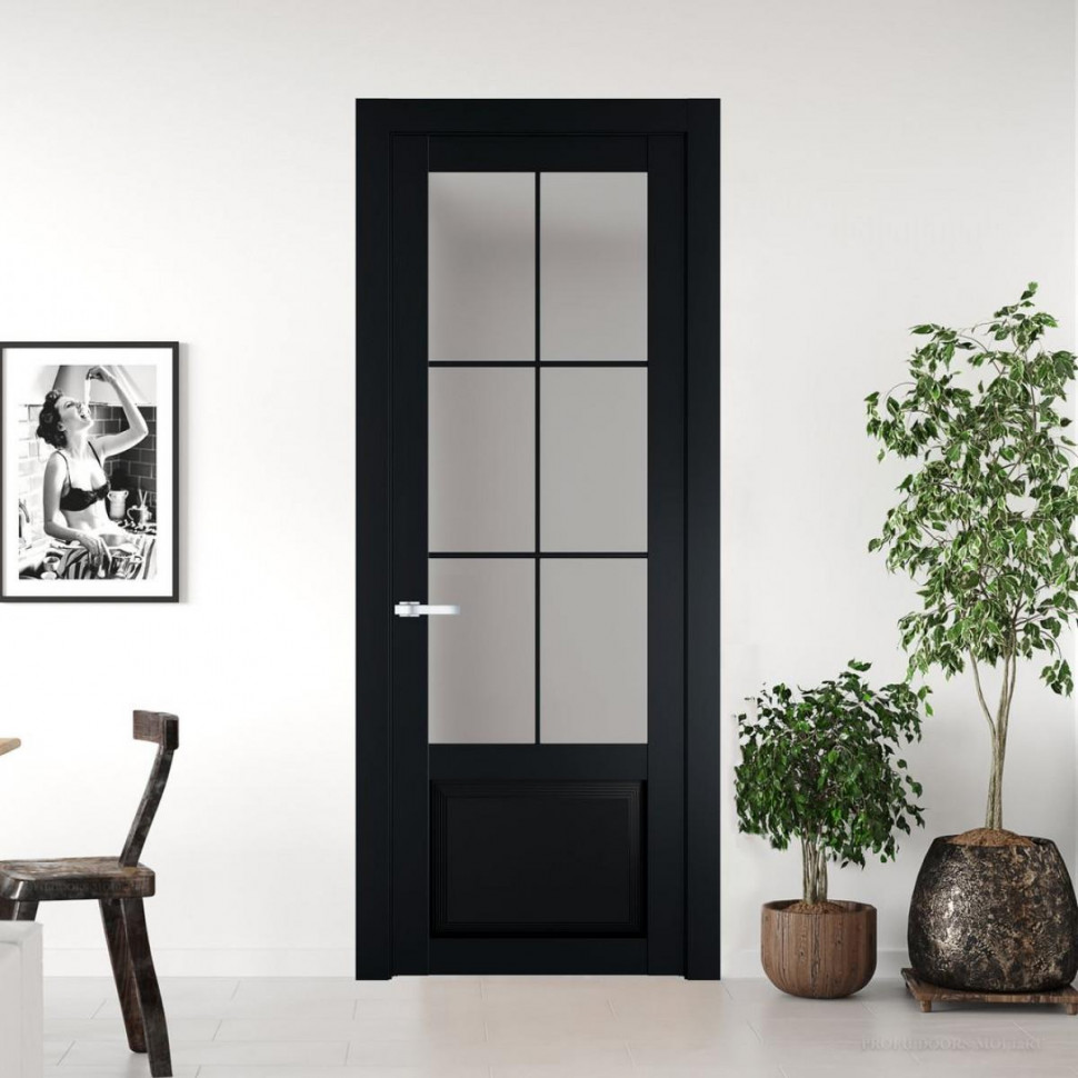Межкомнатная дверь ProfilDoors 2.2.2 (р.6) PD цвет Блэк вставка Матовое