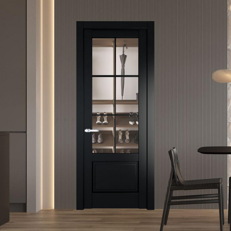 Межкомнатная дверь ProfilDoors 3.2.2 (р.6) PD цвет Блэк вставка Прозрачное