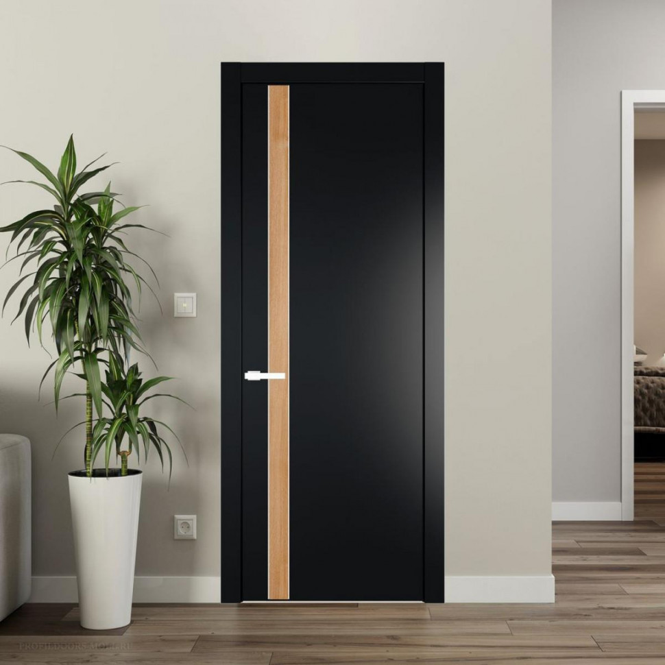 Межкомнатная дверь ProfilDoors 18 PW Блэк Дуб Карамель молдинг Вайт