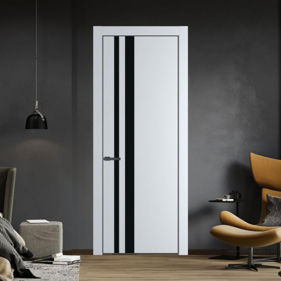 Межкомнатная дверь ProfilDoors 20 PA Вайт с профилем Серая Ночь с стеклом  монохром черный