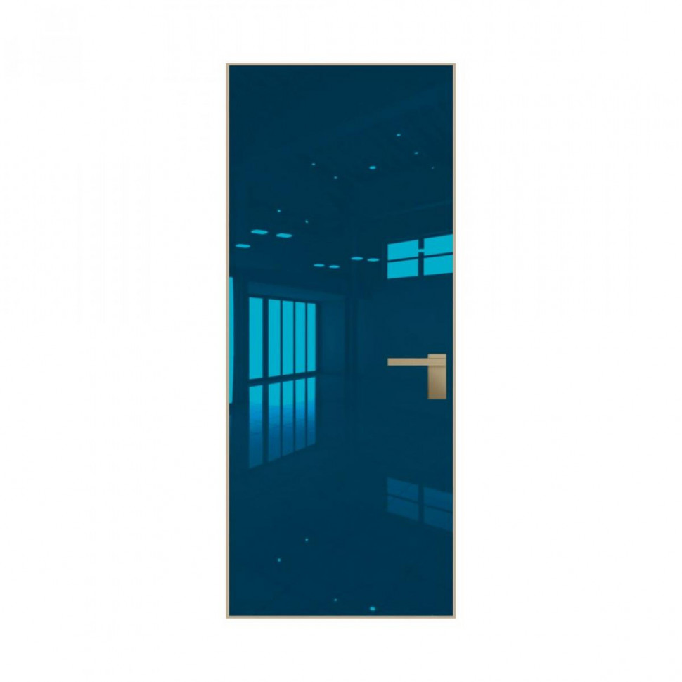 Межкомнатная дверь ProfilDoors 0M Зеркало Blue алюминиевая кромка Золото