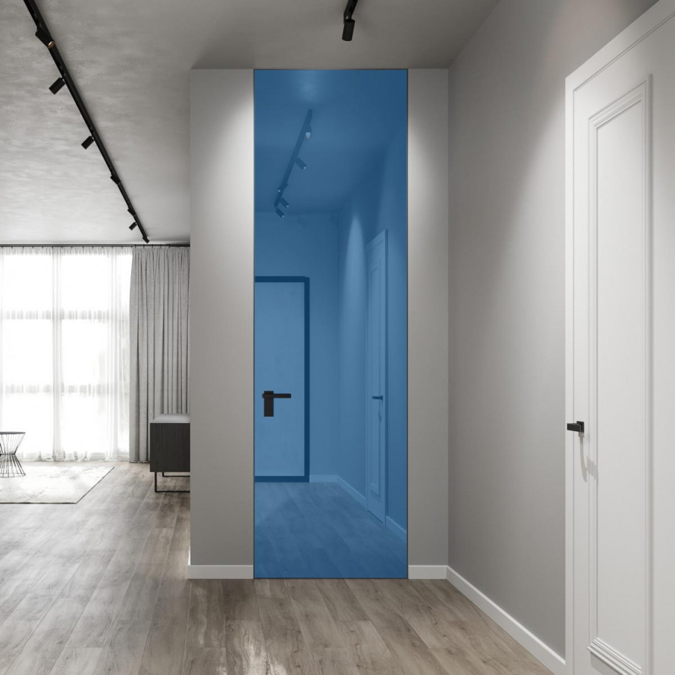 Межкомнатная дверь ProfilDoors 0M Зеркало Blue алюминиевая кромка Золото