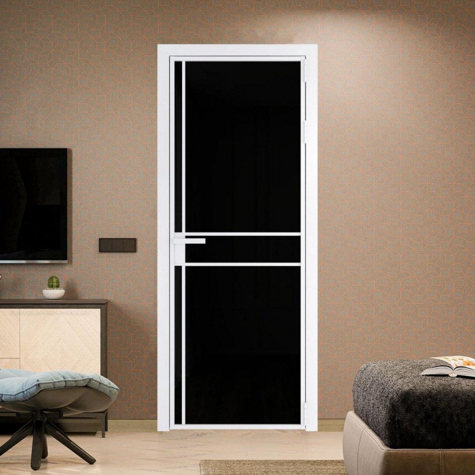 Межкомнатная дверь ProfilDoors 9 AG стекло Триплекс черный цвет профиля Вайт