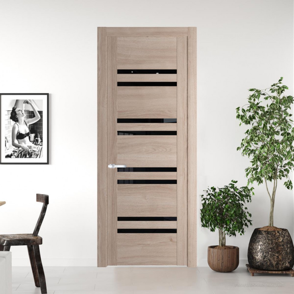 Межкомнатная дверь ProfilDoors 1.6 N Дуб Сонома с стеклом триплекс черным