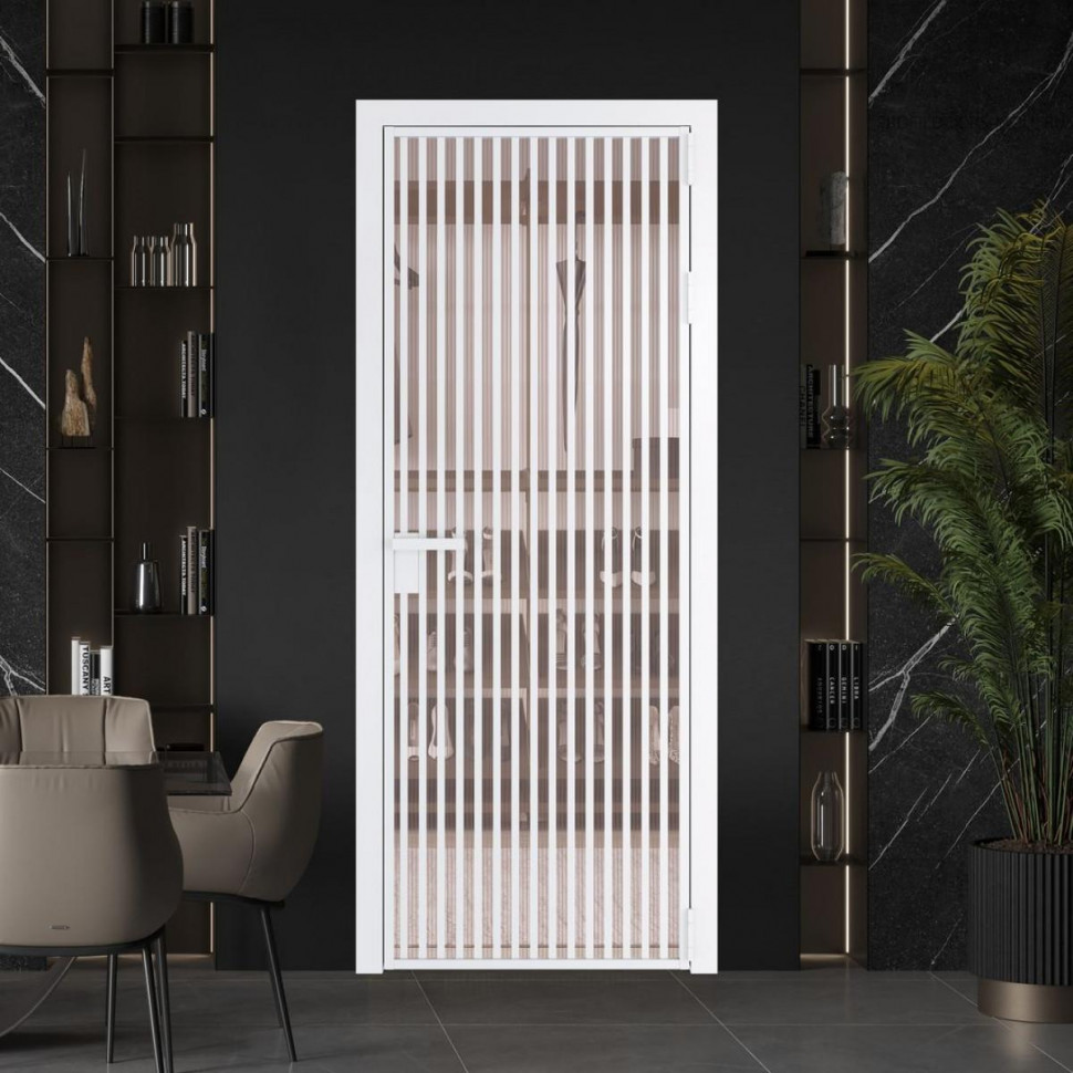 Межкомнатная дверь ProfilDoors 11 AG стекло Мору розовое цвет профиля Вайт