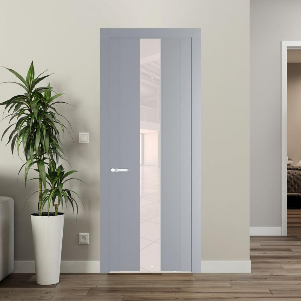 Межкомнатная дверь ProfilDoors 1.9P Смоки Lacobel Перламутровый лак молдинг Серебро