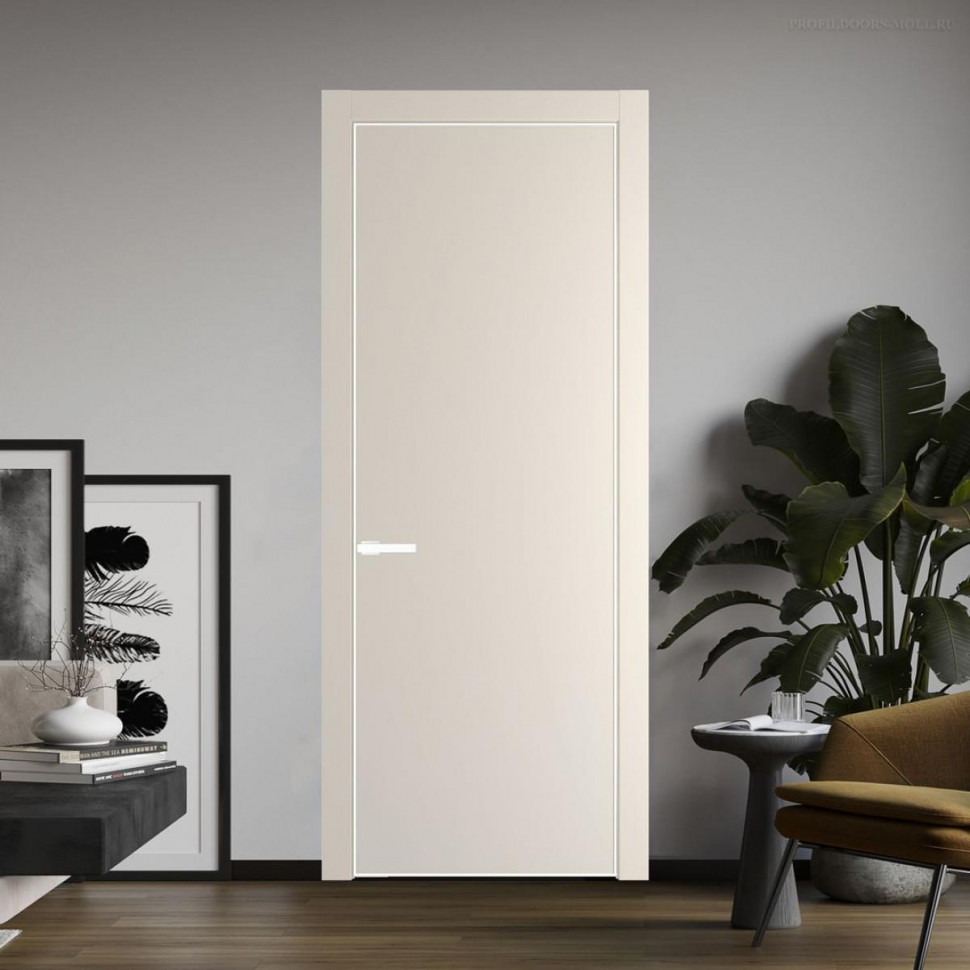 Межкомнатная дверь ProfilDoors 1 PA Кремовая Магнолия с профилем Вайт