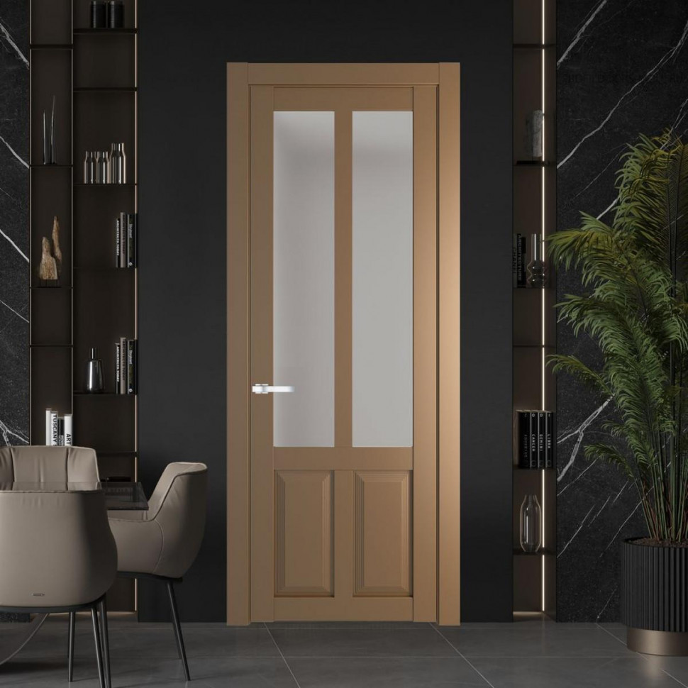 Межкомнатная дверь ProfilDoors 2.8.2 PD цвет Перламутр золото вставка Матовое