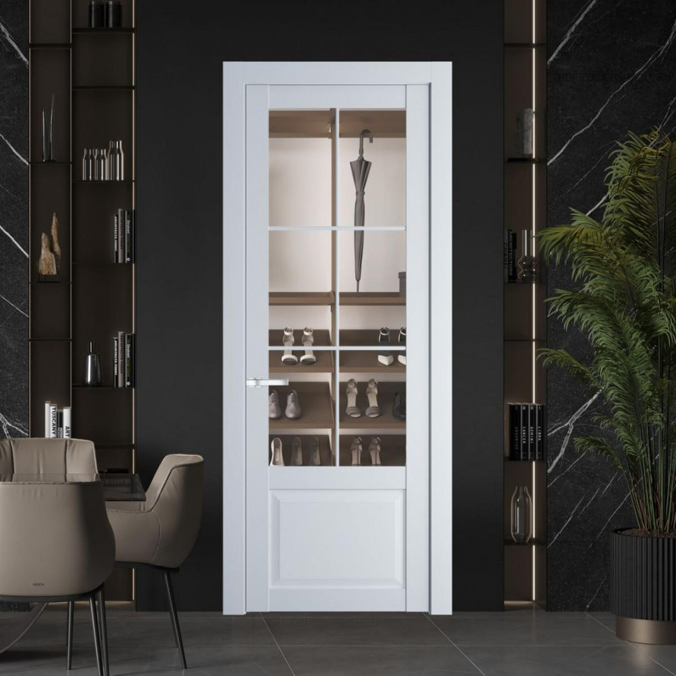 Межкомнатная дверь ProfilDoors 2.2.2 (р.6) PD цвет Вайт вставка Прозрачное