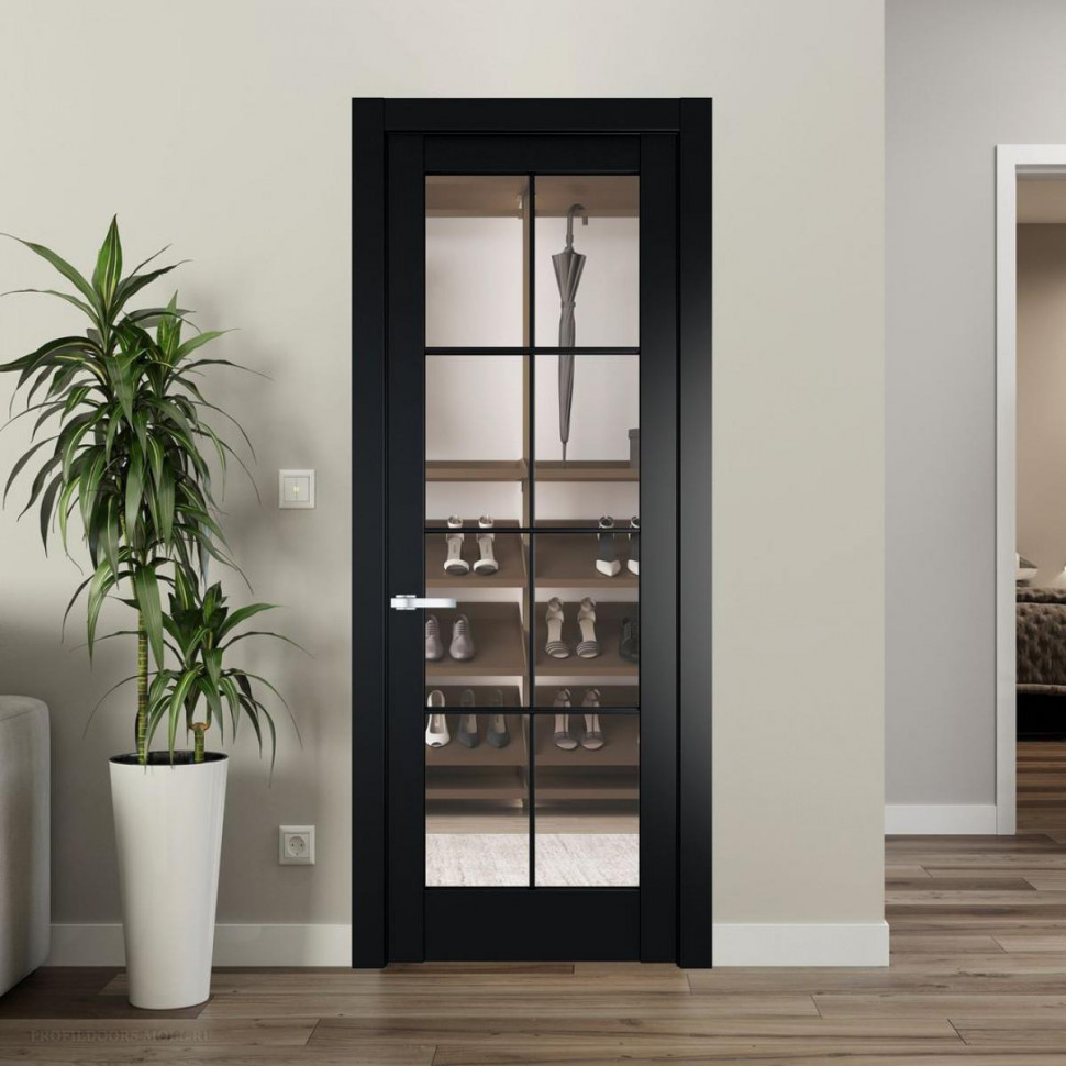Межкомнатная дверь ProfilDoors 3.1.2 (р.8) PD цвет Блэк вставка Прозрачное